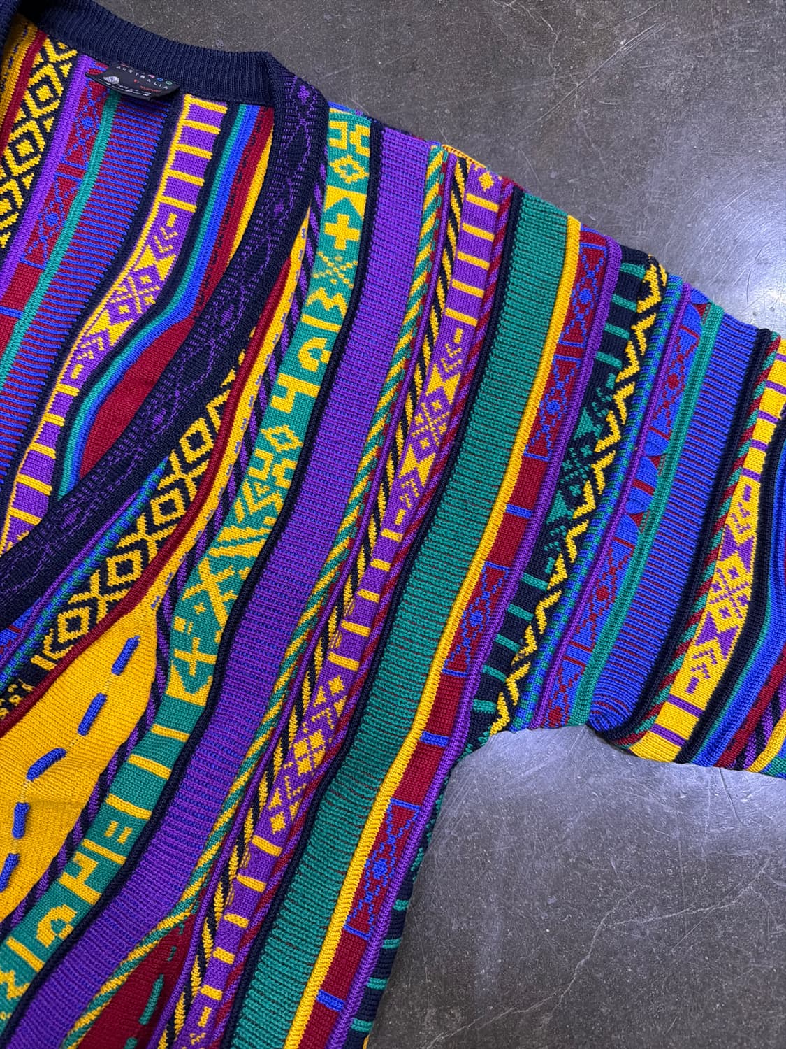 Emaroo 에마루 멀티 컬러 케이블 패턴 헤비 울 니트 가디건 M 상품이미지5