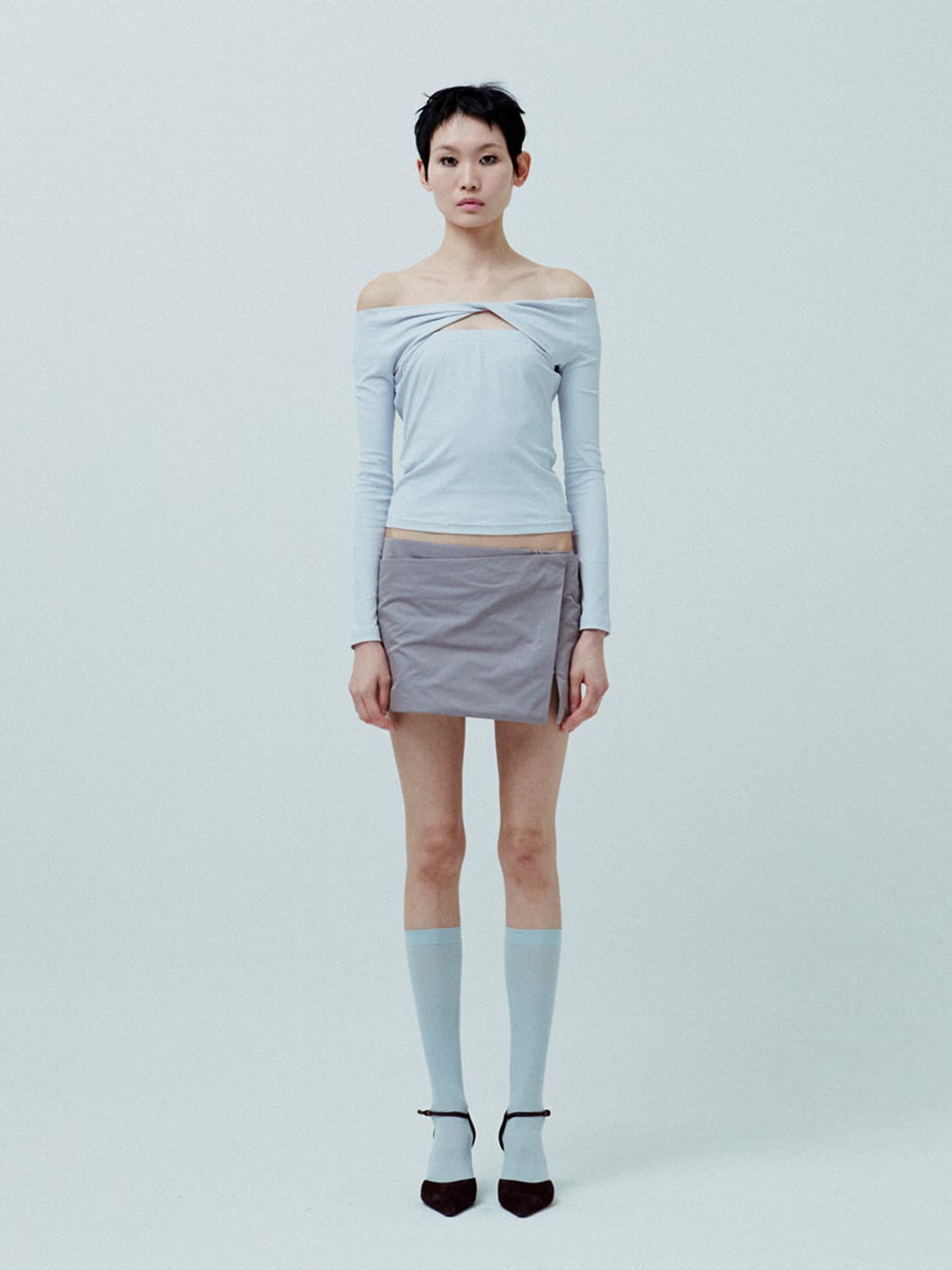 LAYERED TWIST TOP (LIGHT GRAY) 상품이미지2