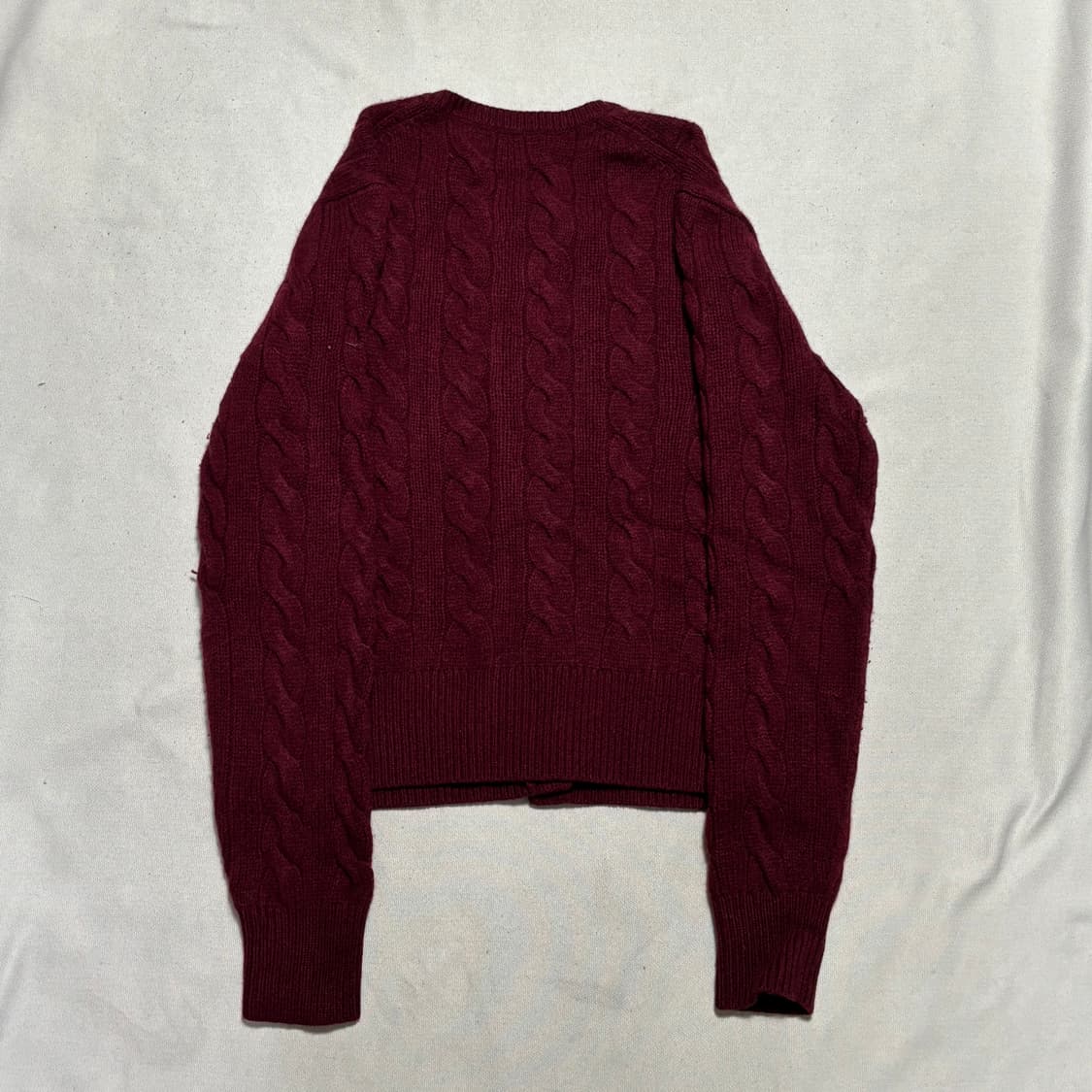 L 폴로랄프로렌 캐시미어 버건디 케이블 가디건 상품이미지3