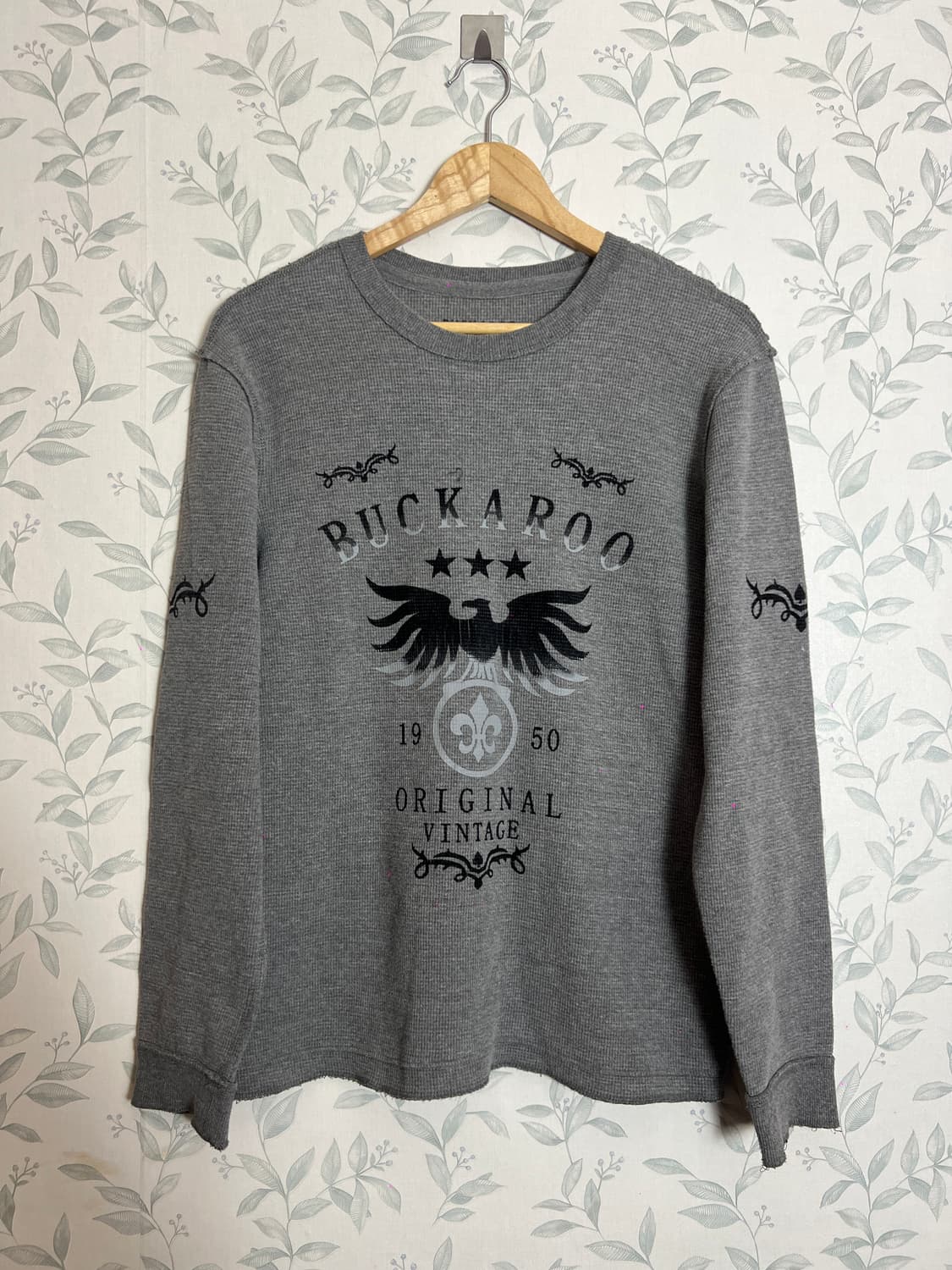 BUCKAROO 빈티지 와플 긴팔티 그레이 M 상품이미지1