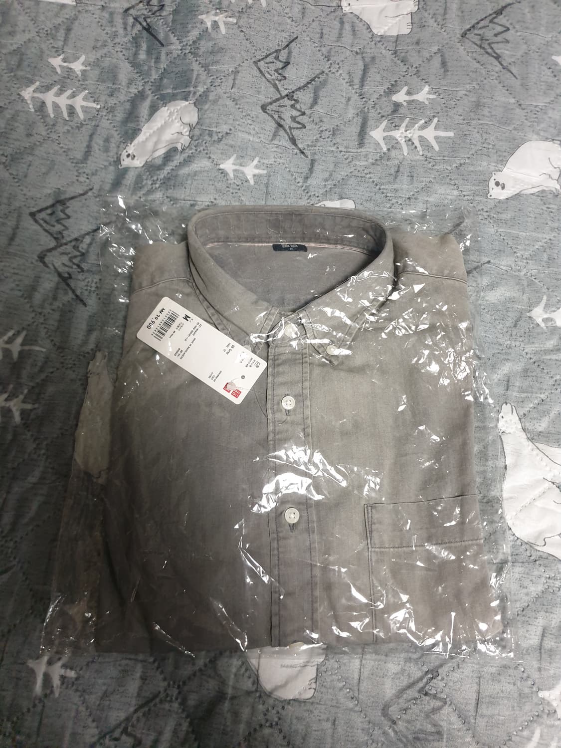 (새상품) 유니클로 데님셔츠 그레이 (M) 상품이미지1