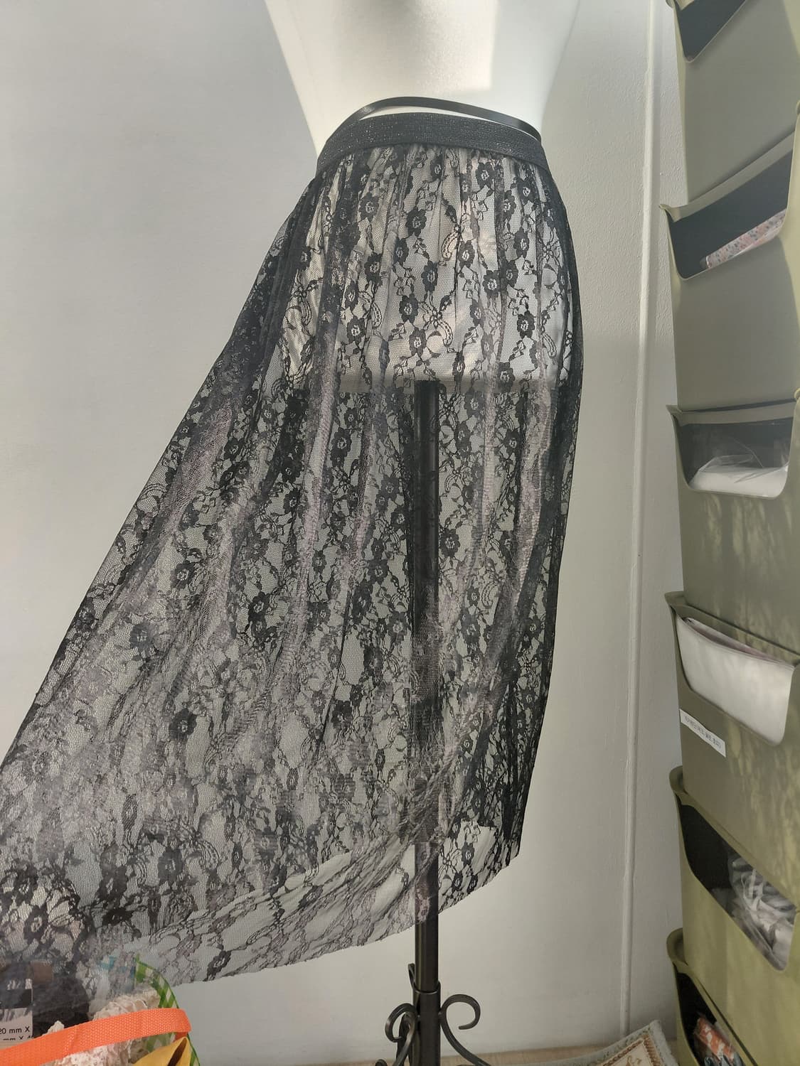 [빈티지] 블랙 레이스 롱 스커트 시스루 레이어드스커트 상품이미지2