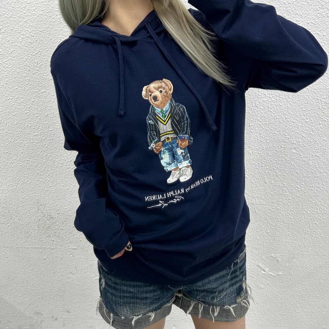 폴로 랄프로렌 곰돌이 프린팅 네이비 후드 M 상품이미지1