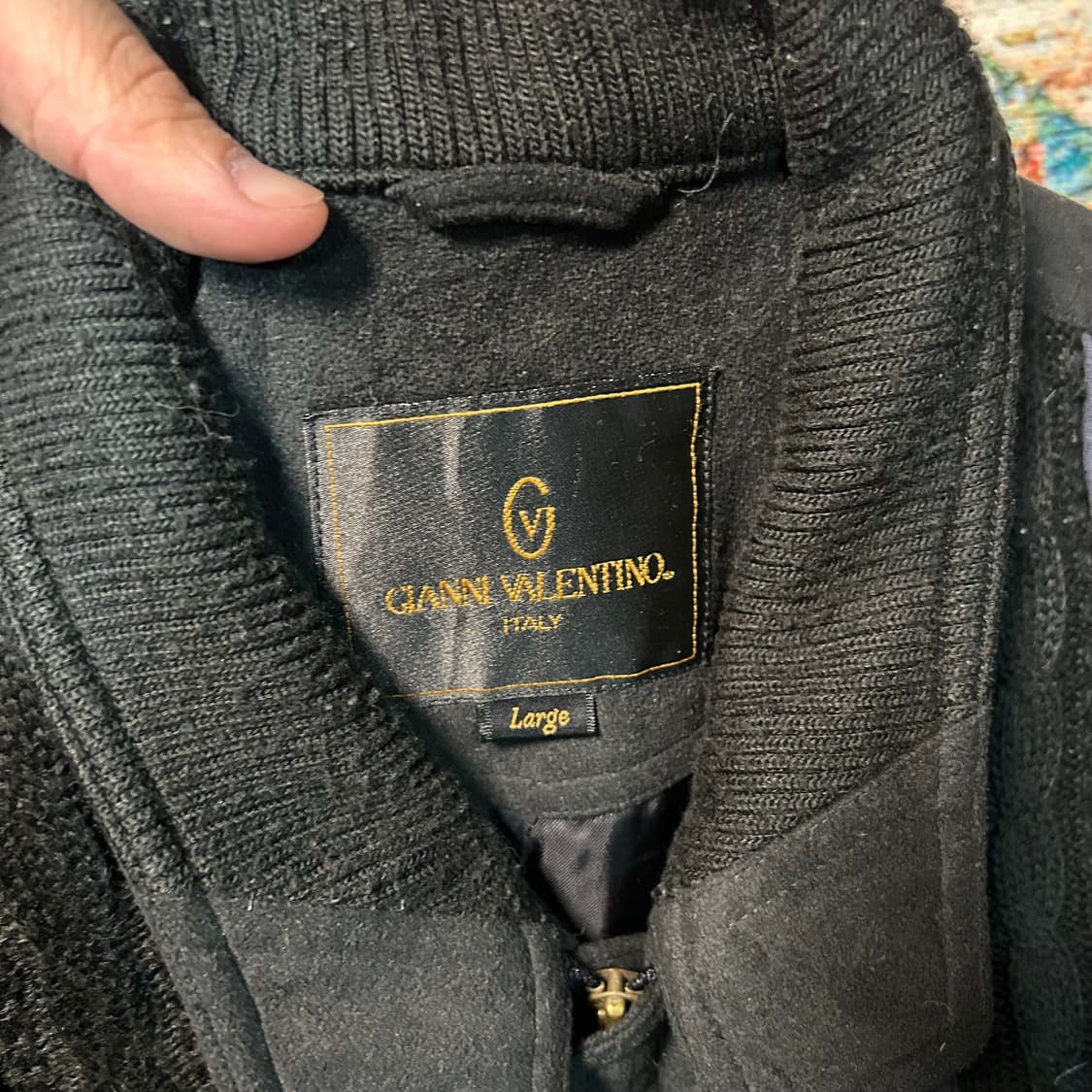 [L] 지아니 발렌티노 케이블 니트 포인트 블루종 자켓 상품이미지2