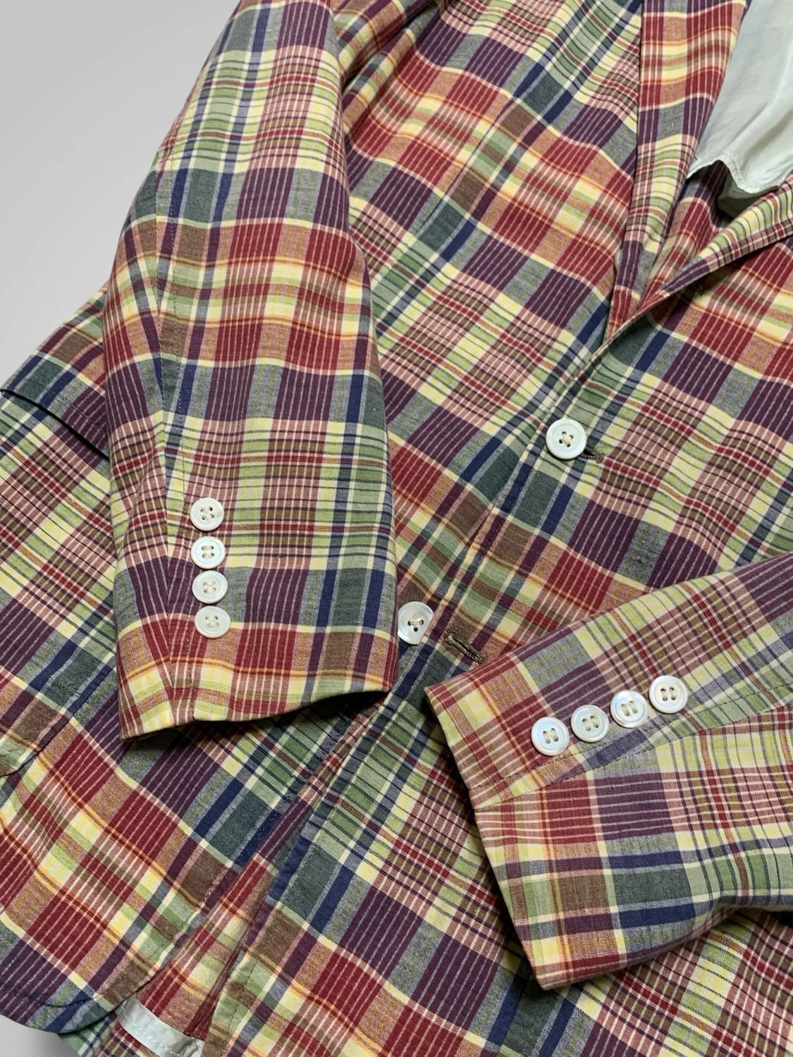 [105]폴로 린넨 체크 블레이저 자켓 상품이미지6