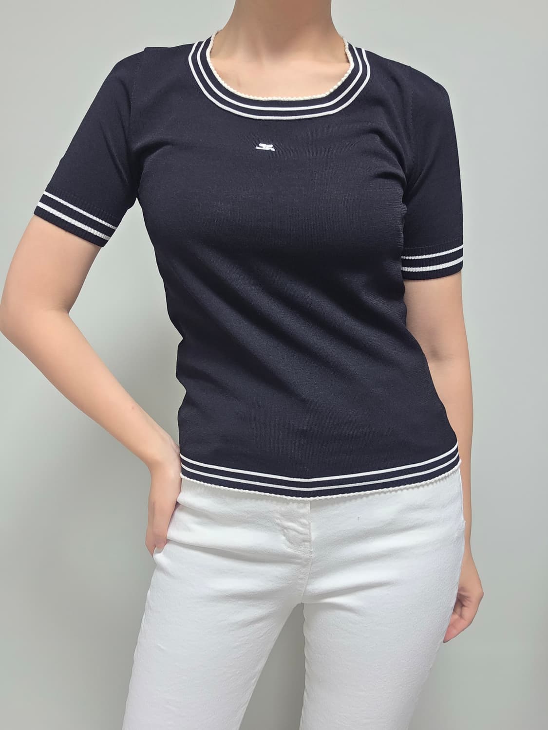 Courrèges / 쓰리라인 배색 니트 셋업 상품이미지9