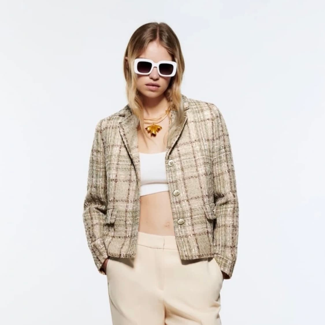 자라(ZARA) 골드베이지 트위드자켓 55 새상품 상품이미지2