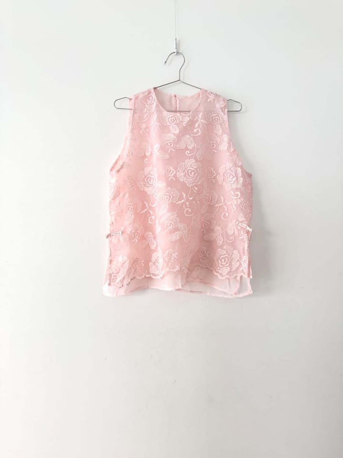 Floral jacquard sleeveless blouse / pink 상품이미지1