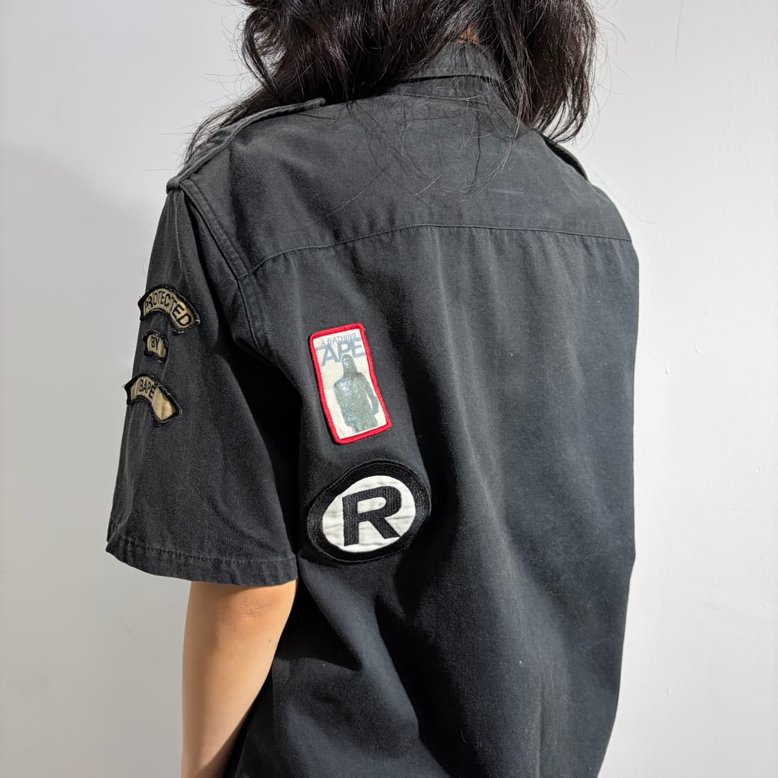 00s Bape 밀리터리 사파리 반팔 셔츠형 자켓 상품이미지3