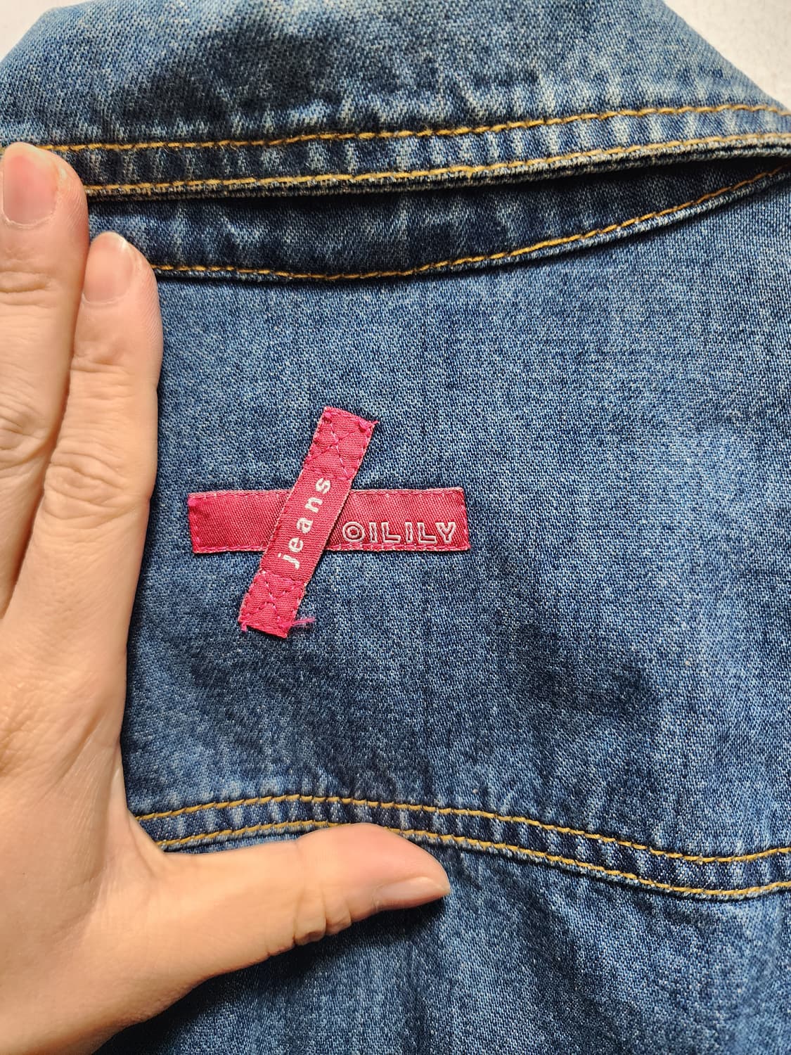 y2k 오일릴리 꽃자수 비즈 디테일 크롭 청자켓 상품이미지3