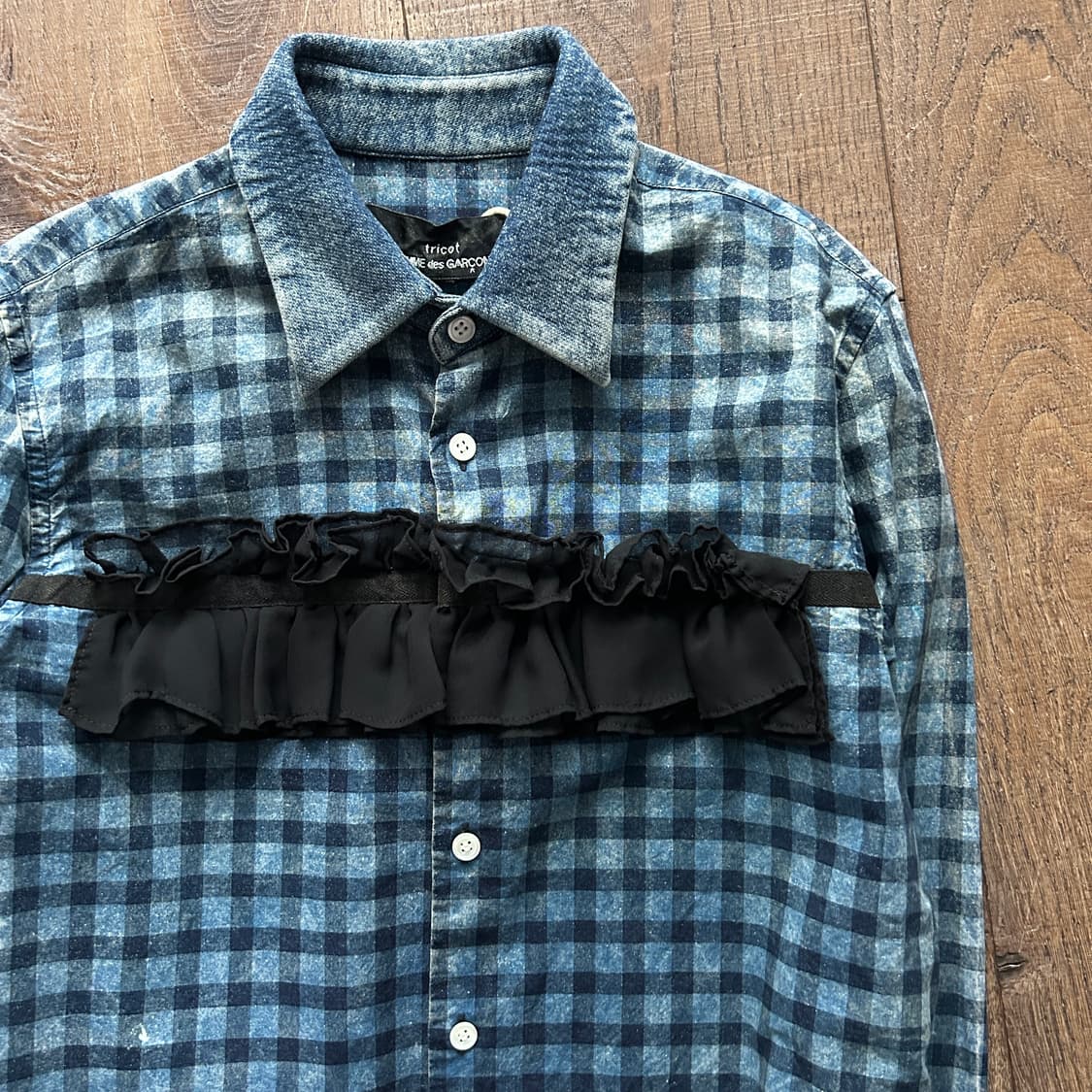 Washed Check Frill Detail Blouse 상품이미지8