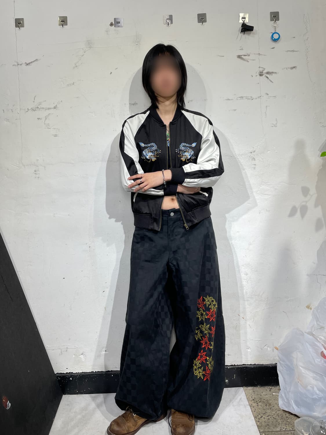 일본빈티지 오리엔탈 용 자수 빈티지 스카쟌 M 상품이미지2