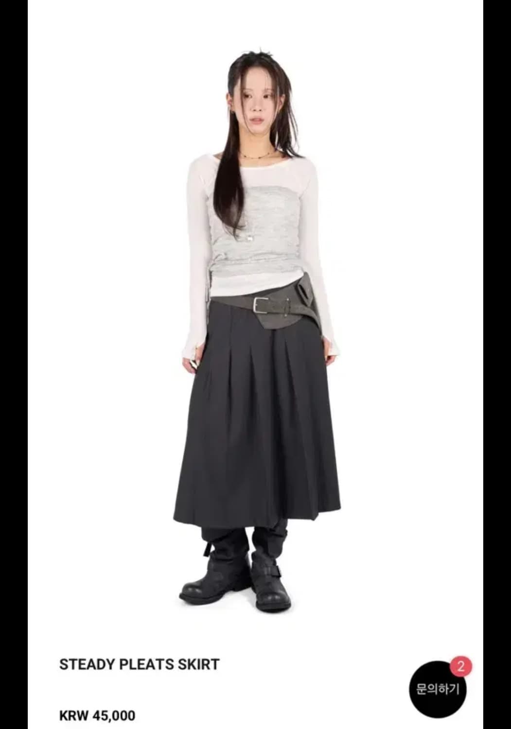 새상품) 릿킴 스테디 플리츠 밴딩 미디 스커트 차콜 상품이미지1