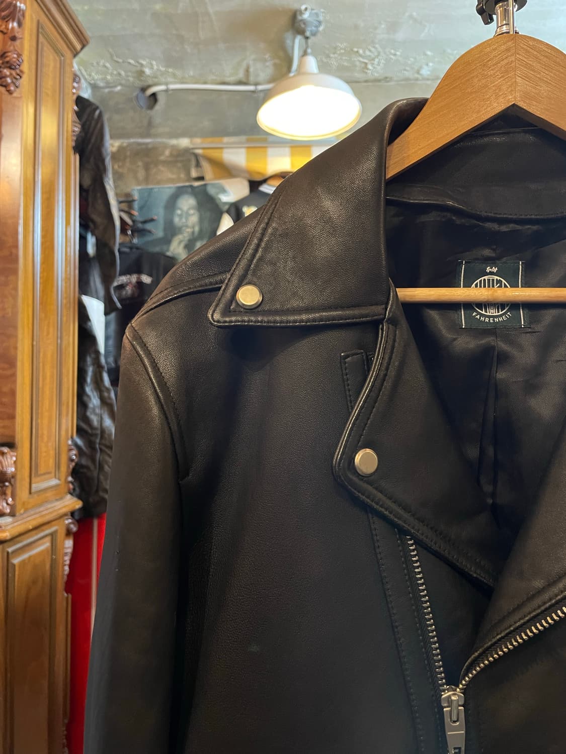 Fahrenheit 양가죽 바이커 자켓 블랙 상품이미지2