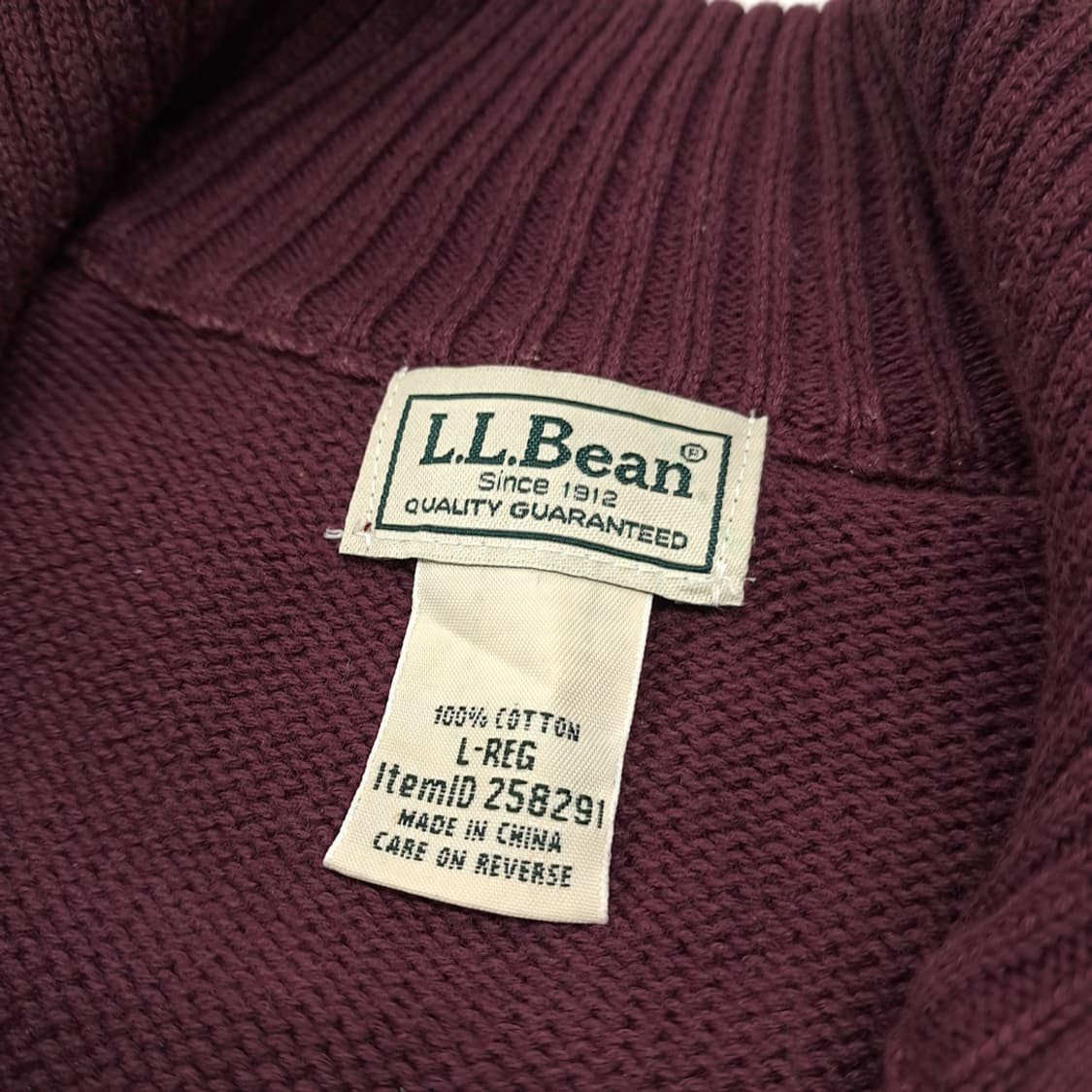 CL074 L 엘엘빈 버건디 와인 시그니처 레더 풀러 하프집업 니트 상품이미지3