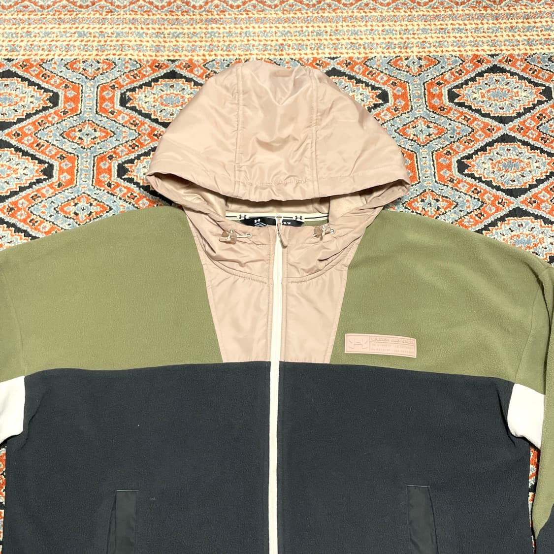 언더아머 핑크 배색 플리스 후드집업 남성M  상품이미지2