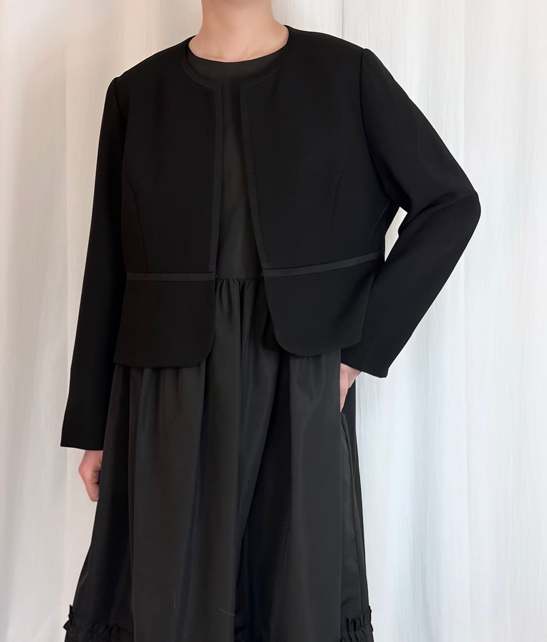 Collarless Blazer - Black 상품이미지1