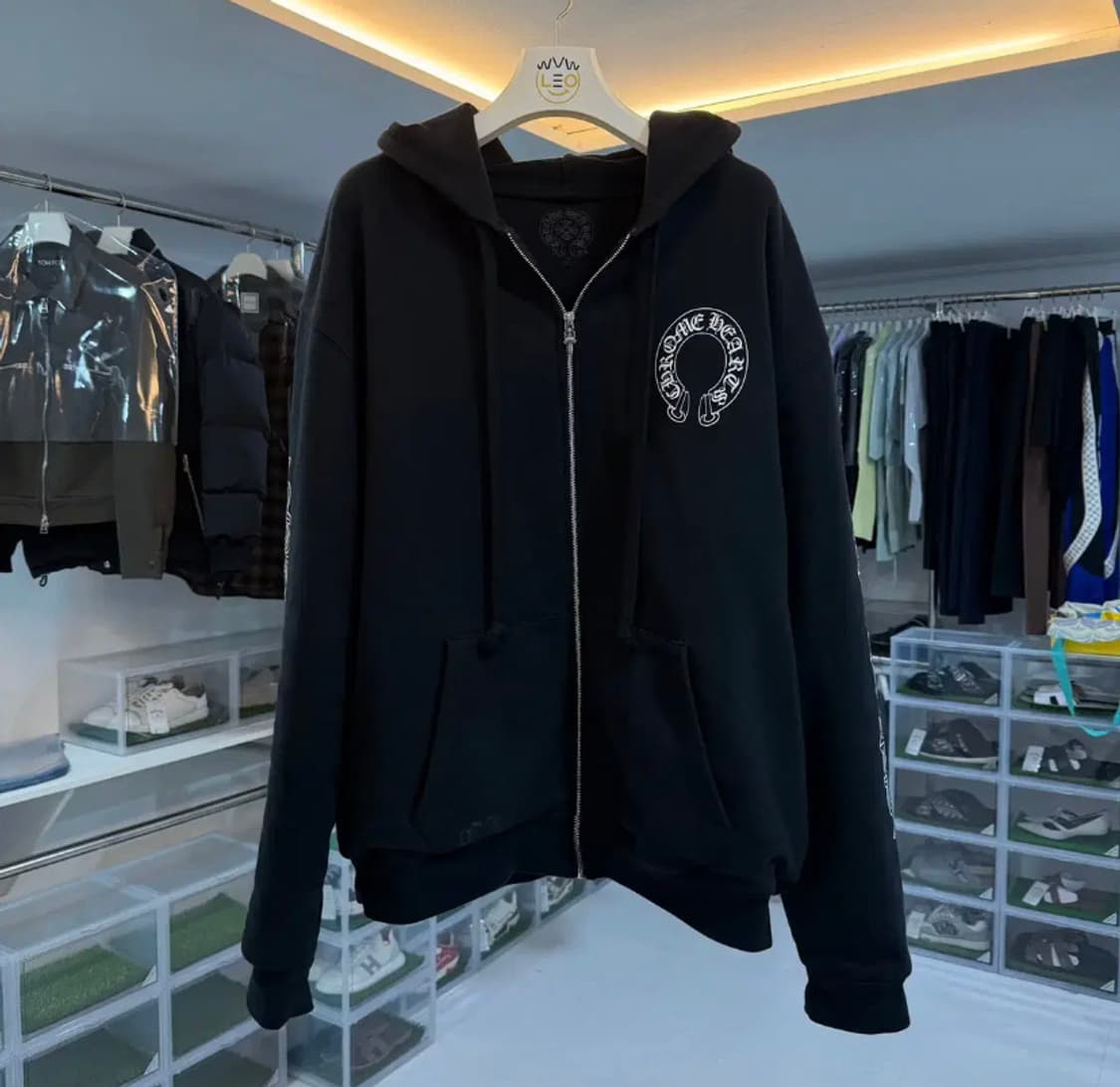 [정품] 크롬하츠 홀스슈 헤비웨이트 후드 집업 블랙 L 상품이미지2