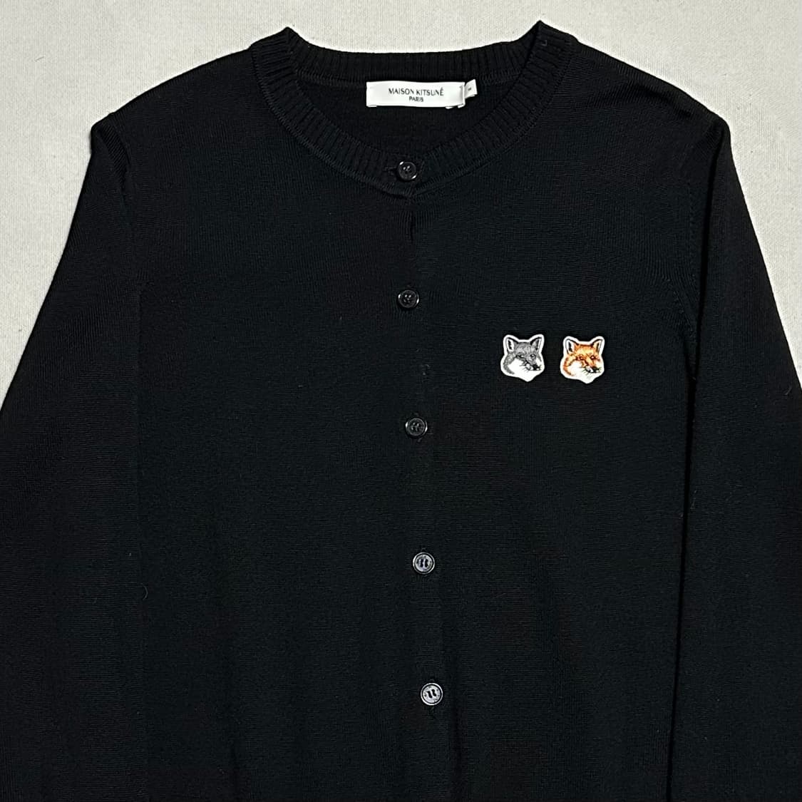S 메종키츠네 더블폭스 헤드 블랙 울 가디건 상품이미지1