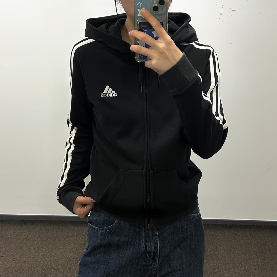 Adidas 아디다스 삼각로고 블랙 후드집업  상품이미지2