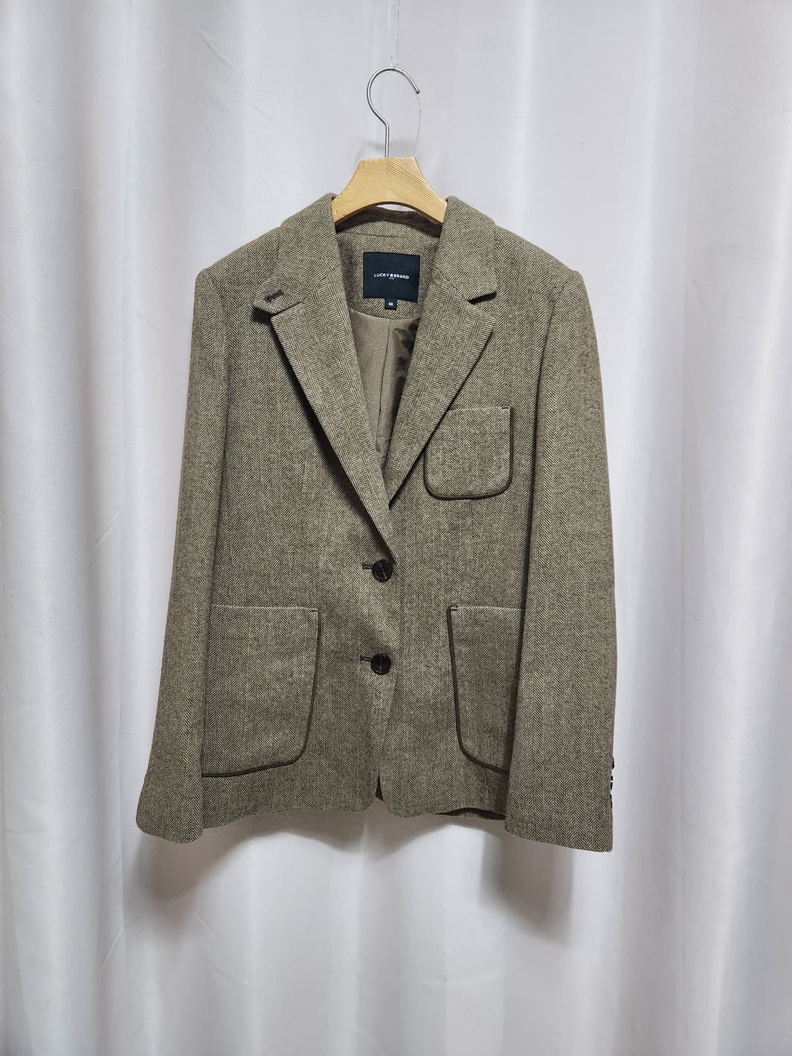 미착용급 럭키브랜드 헤링본 여성 울자켓 상품이미지1