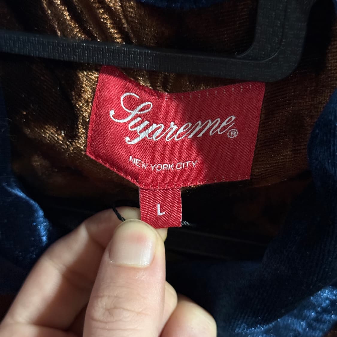 슈프림 18fw 벨벳 스윌 워크 셔츠 브라운 네이비 상품이미지6