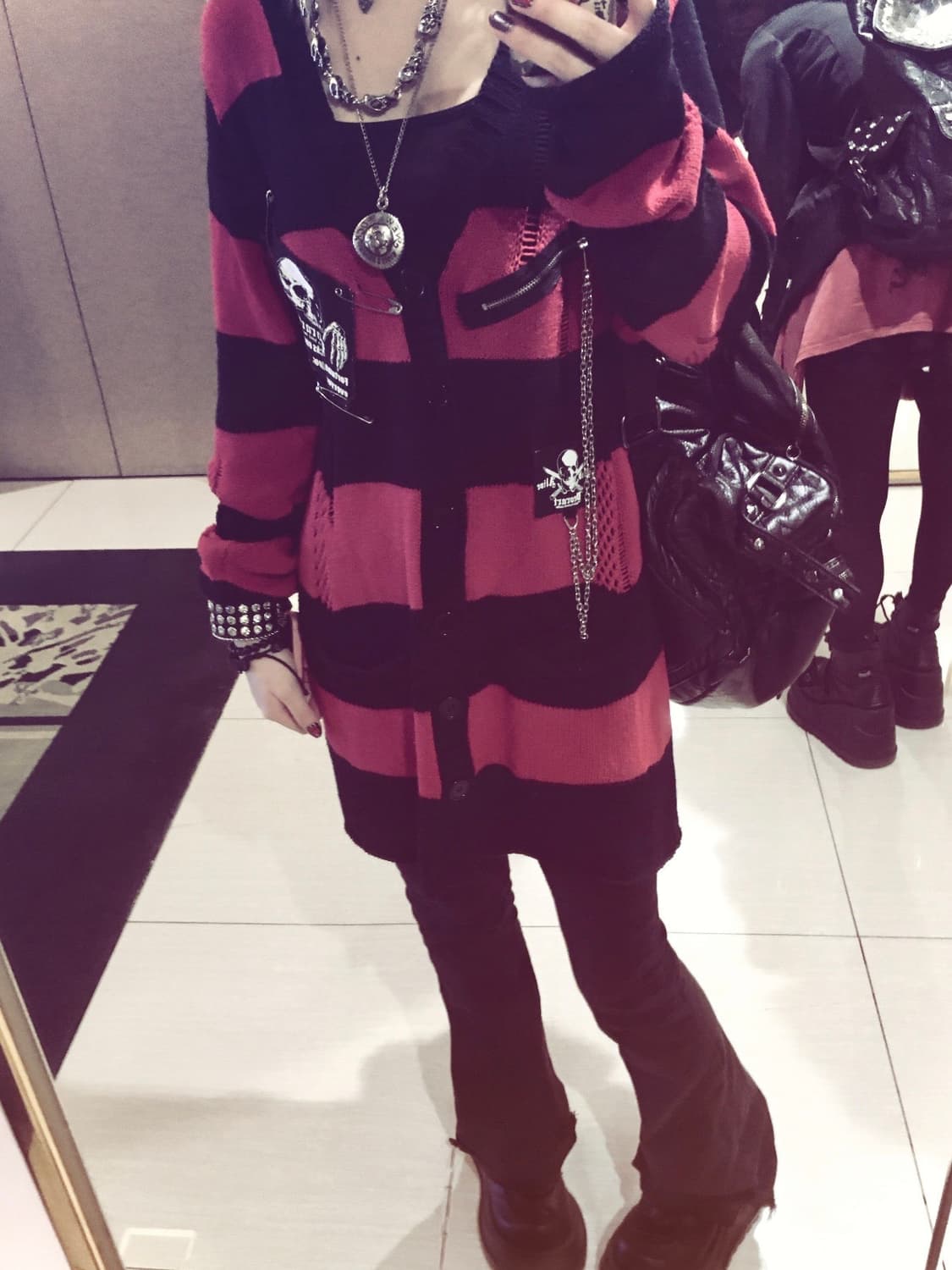 [DEORART] 디오라토 펑크 스트라이프 데미지 가디건 상품이미지1