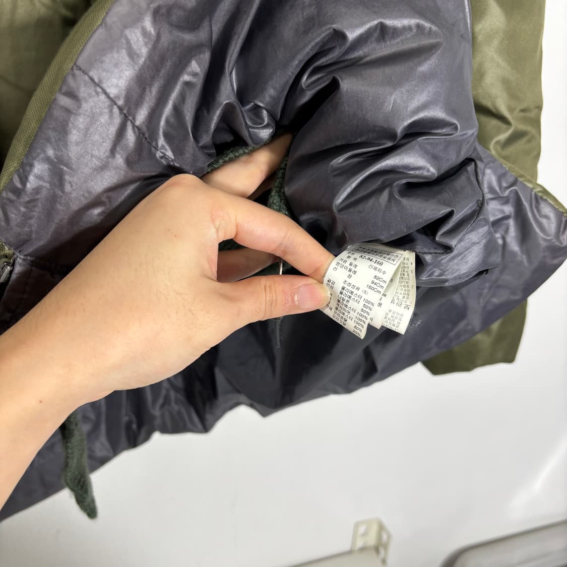 우먼M 타임 카키 니트레이어드 덕다운 패딩 상품이미지5