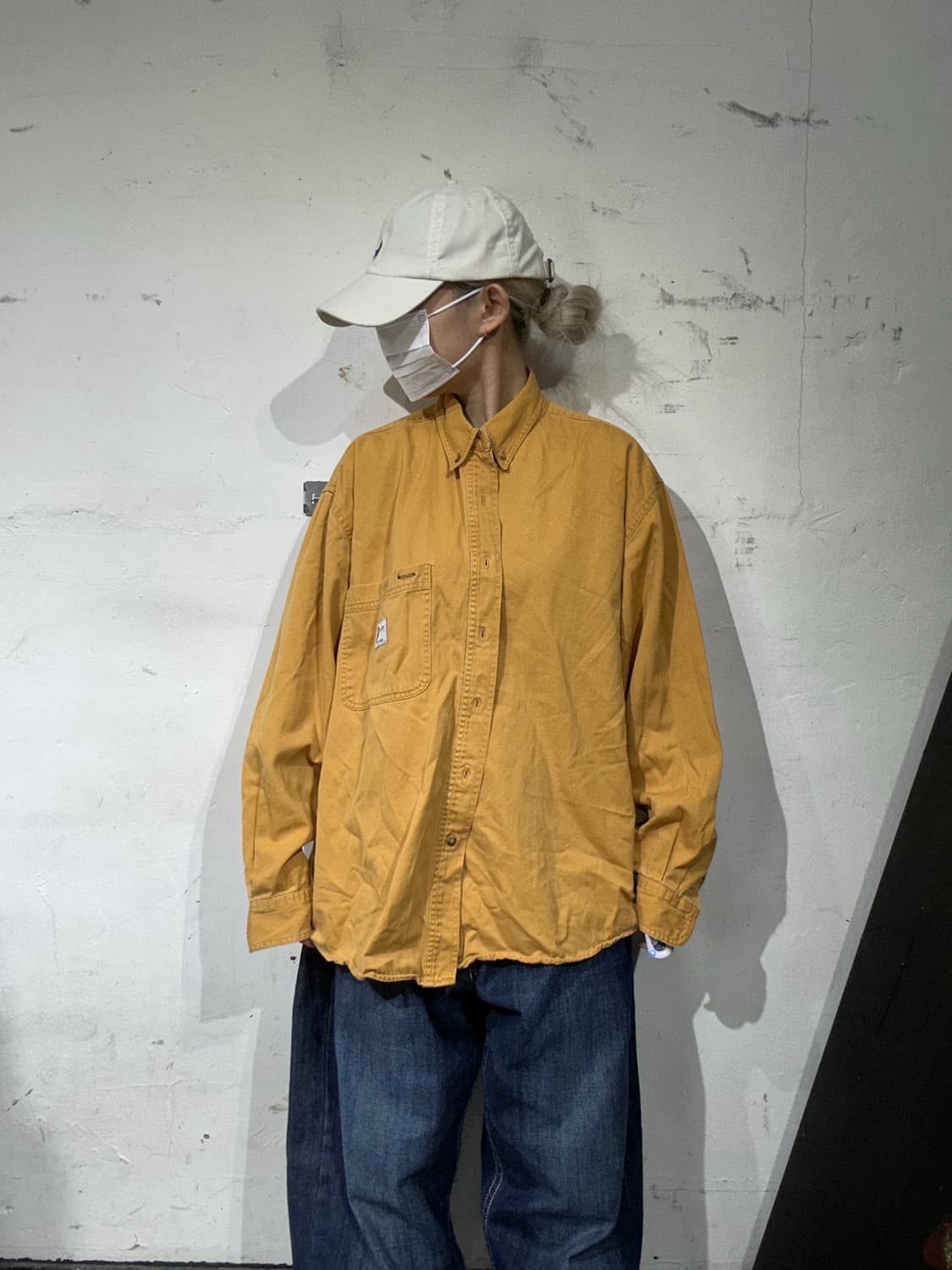 칼하트 옐로우 워크 셔츠 솔리드 오버핏 셔츠 자켓 L 상품이미지2