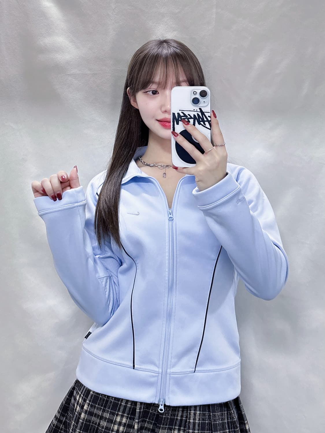 나이키 베이비블루 딱붙 스우시 투웨이 트랙탑 상품이미지1