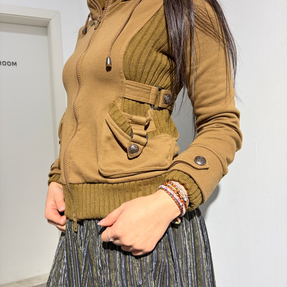 Y2k 브라운 카고 후드집업 상품이미지2