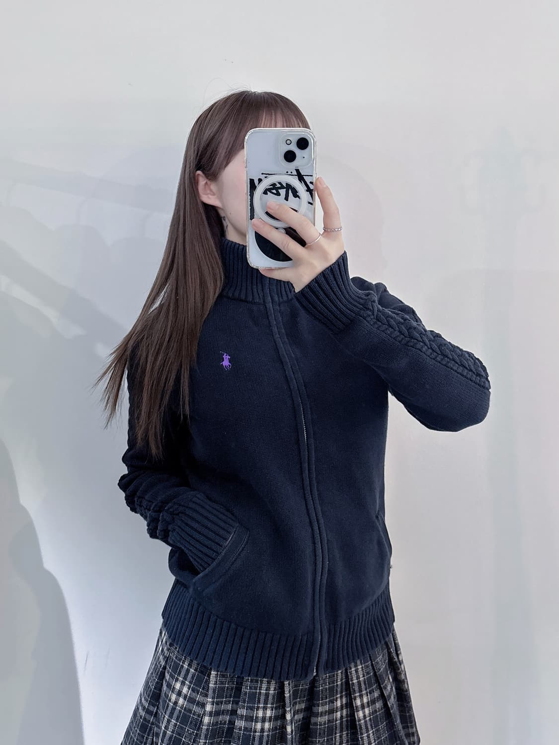 폴로랄프로렌 퍼플포니 블랙 니트집업 상품이미지1