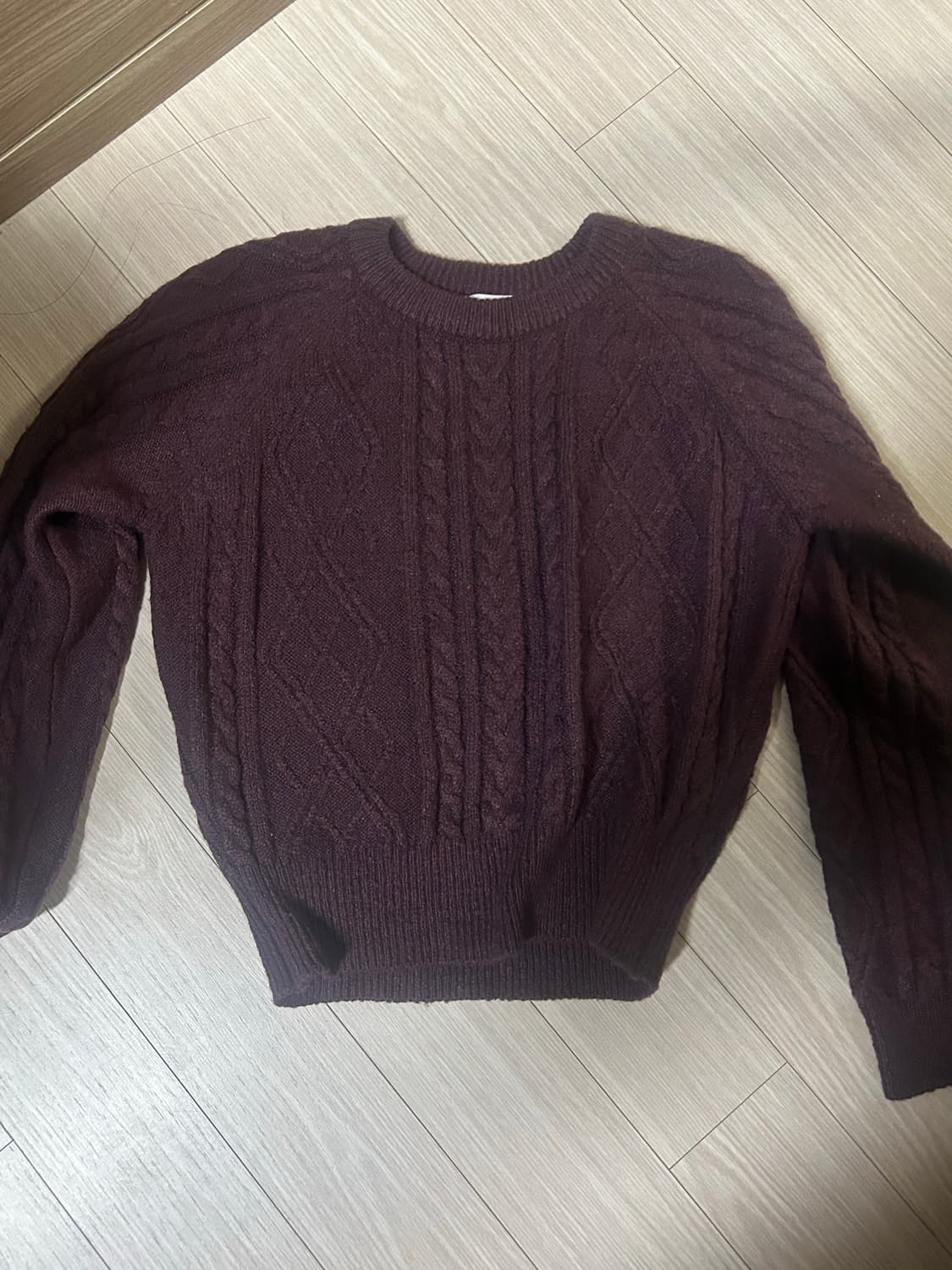 김아홉 케이블 니트 버건디 상품이미지4