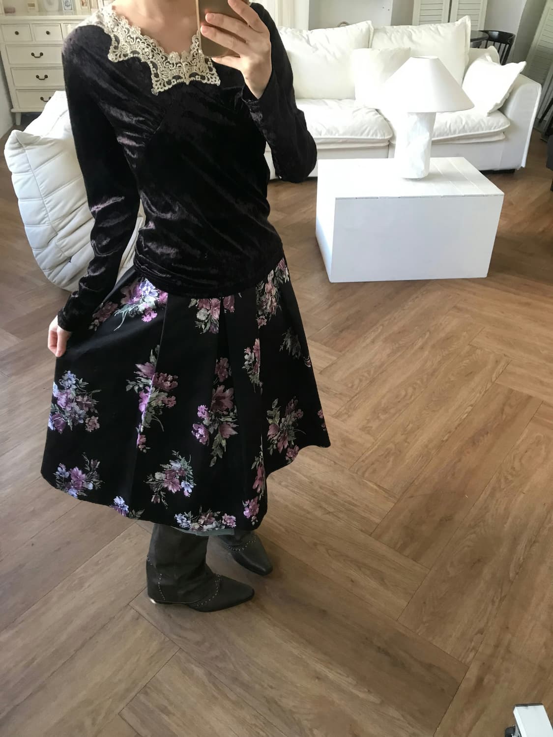 vintage velvet lace top 상품이미지6