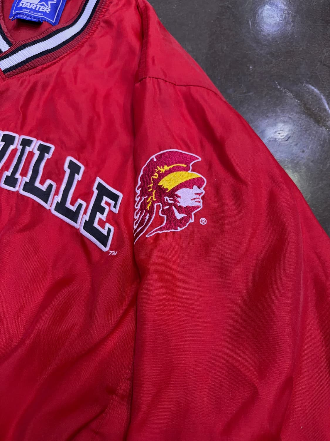 스타터 루이스빌 대학 럭비팀 로고 자수 V넥 웜업 XL 상품이미지7