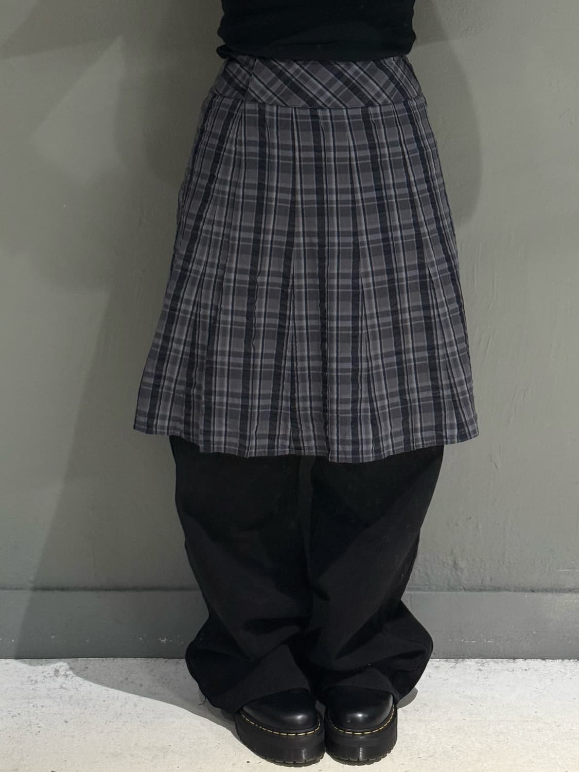 check pattern wrap design midi skirt 상품이미지2