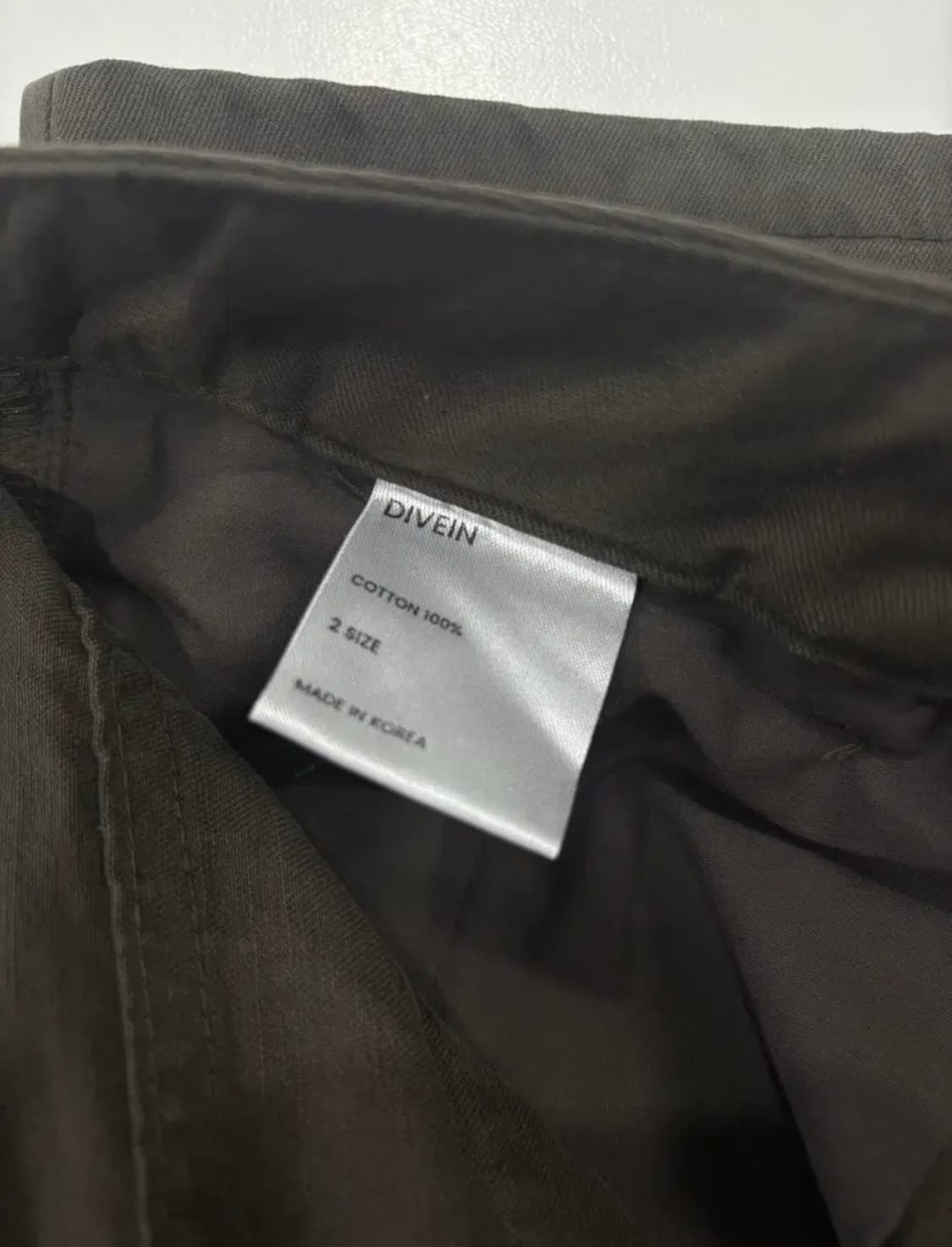 다이브인 무민서 워싱 와이드 코튼 팬츠 카키 2사이즈 상품이미지3