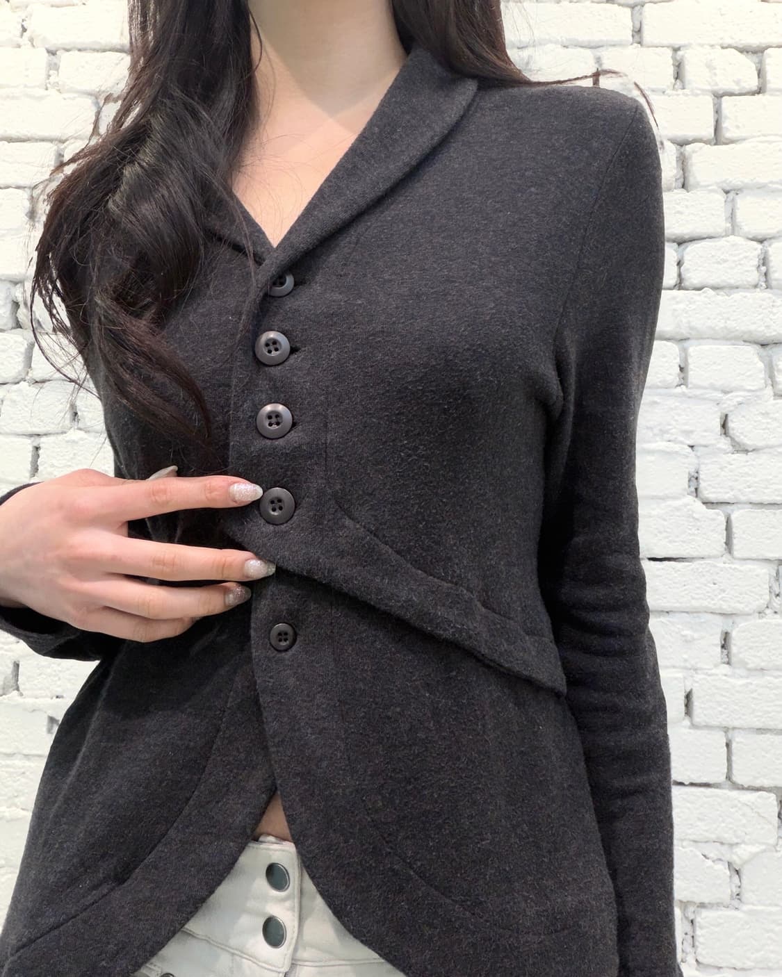 Asymmetric Button Layered Jacket 상품이미지1