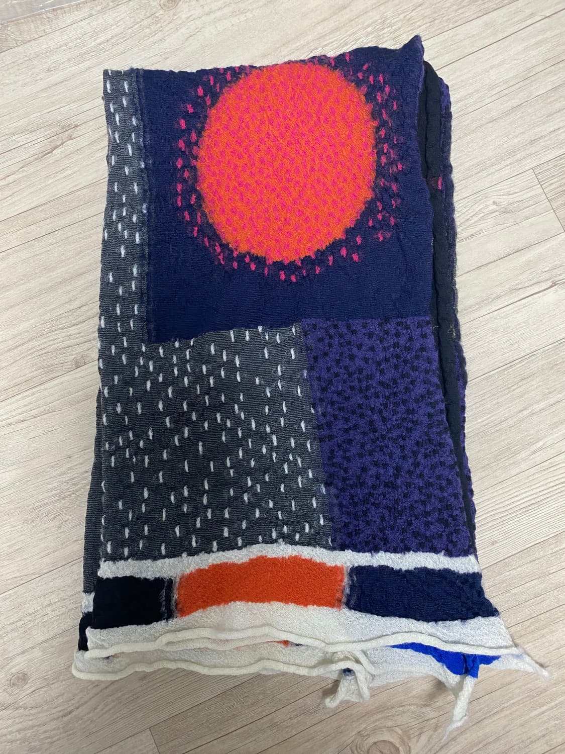 [os] 캐피탈 풀리웨이븐 울 스페이스 게이브 머플러 블랙 상품이미지2