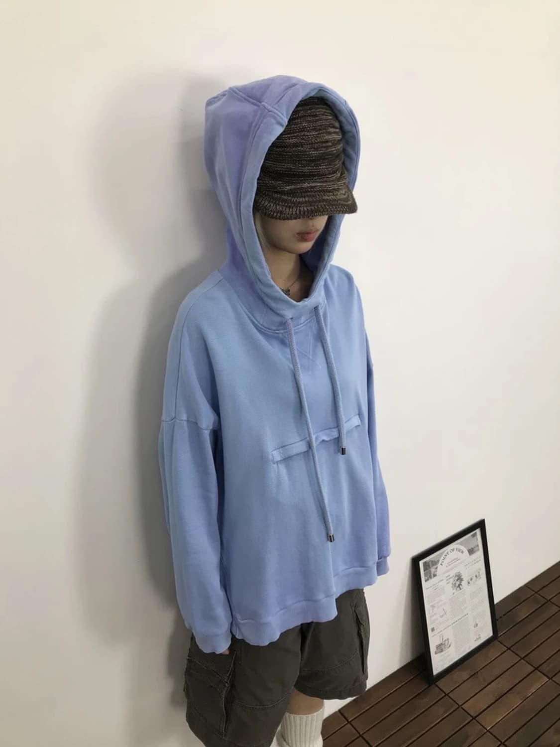 MAX&Co Back Logo Oversized Blue Hoodie 상품이미지1