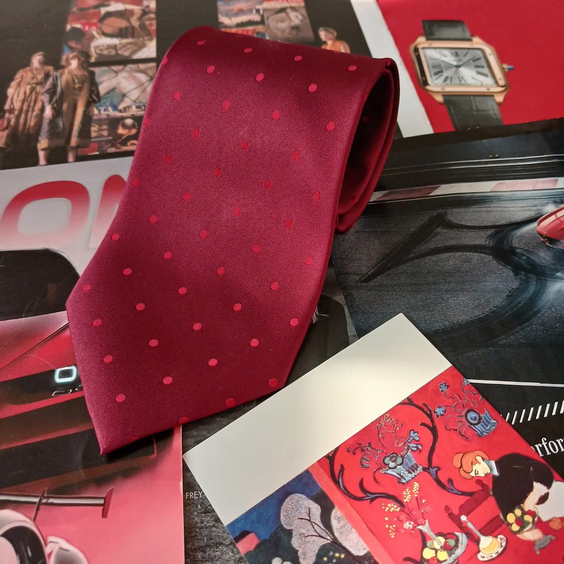밀라숀 실크 레드 도트 넥타이 9.7cm A등급 A19093
 상품이미지3