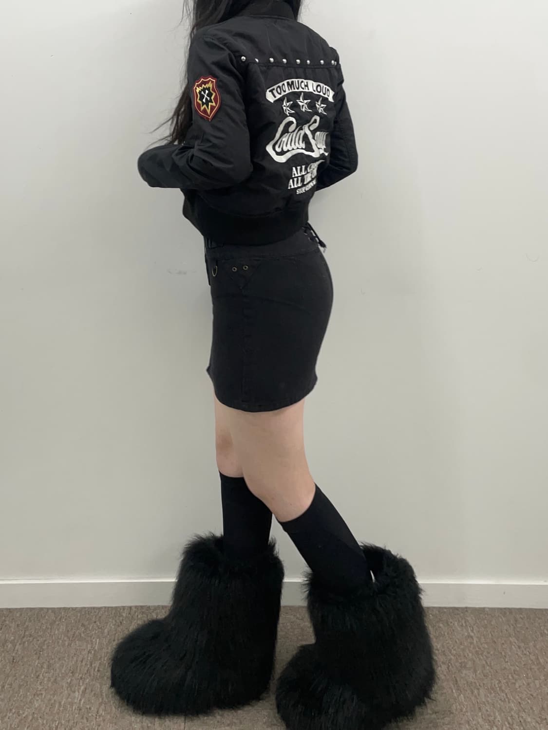 Black stud details MA-1 jacket 상품이미지5