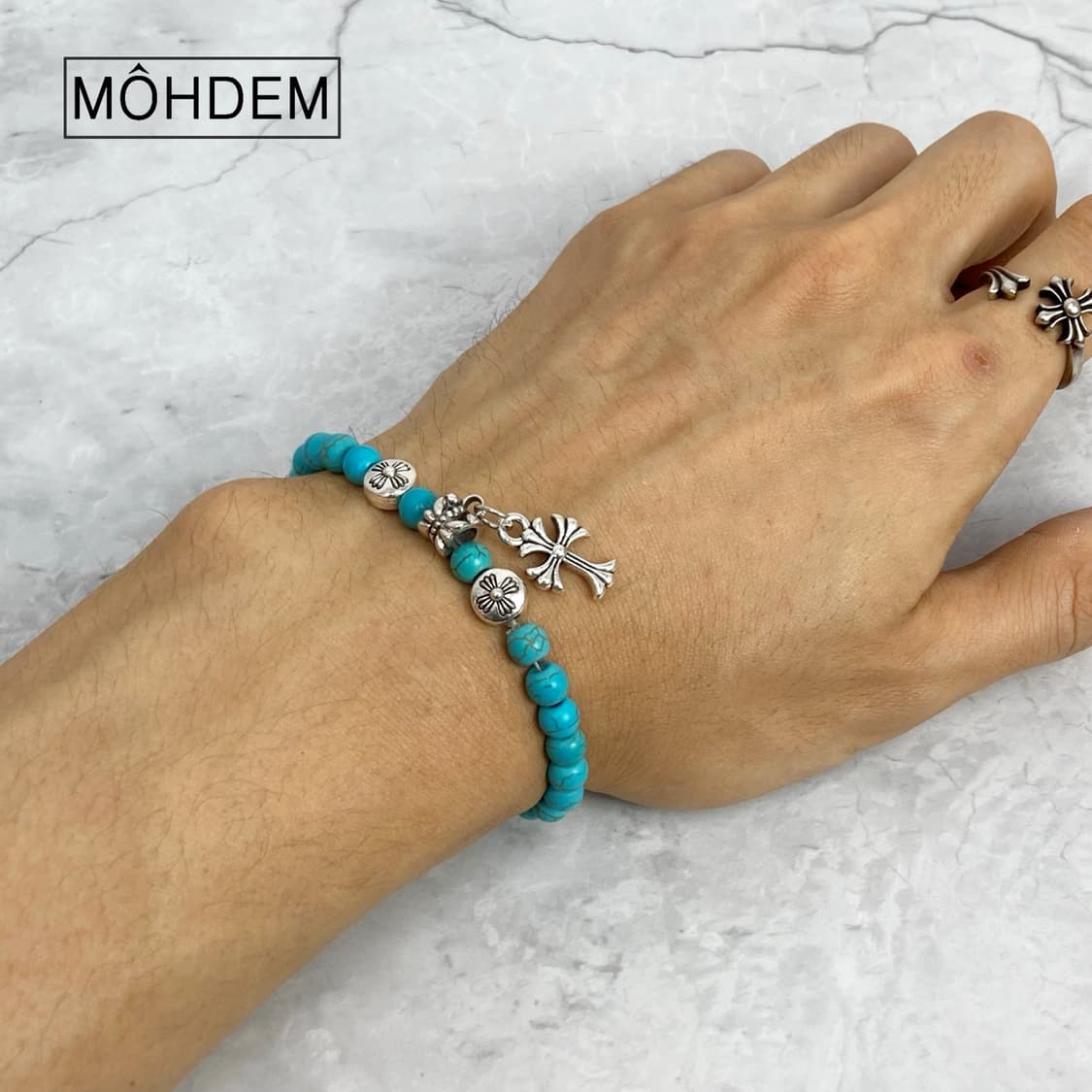 [Unisex] 크로스2 터키석 원석 팔찌 상품이미지4