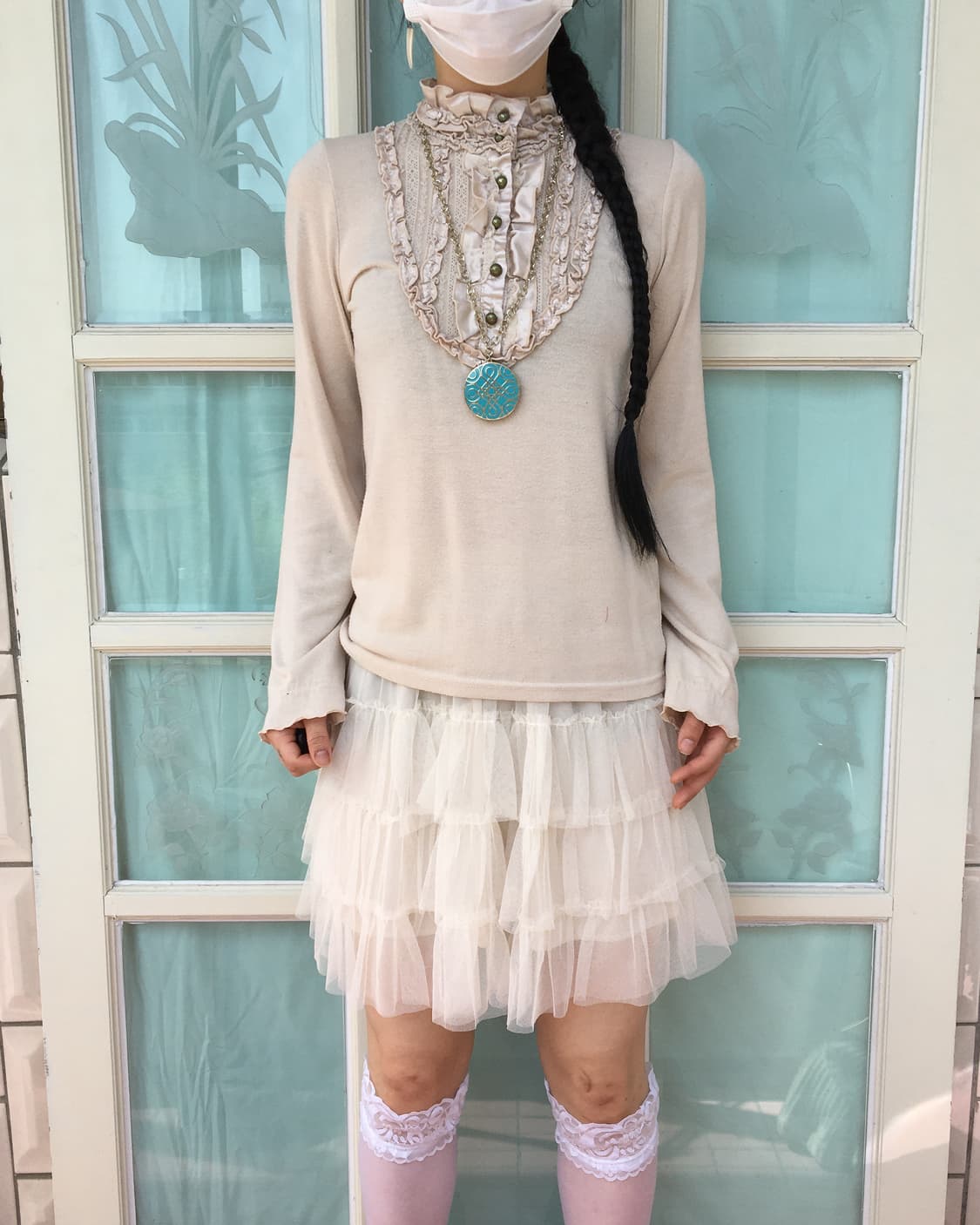 Axes femme frill high neck sleeve 상품이미지1