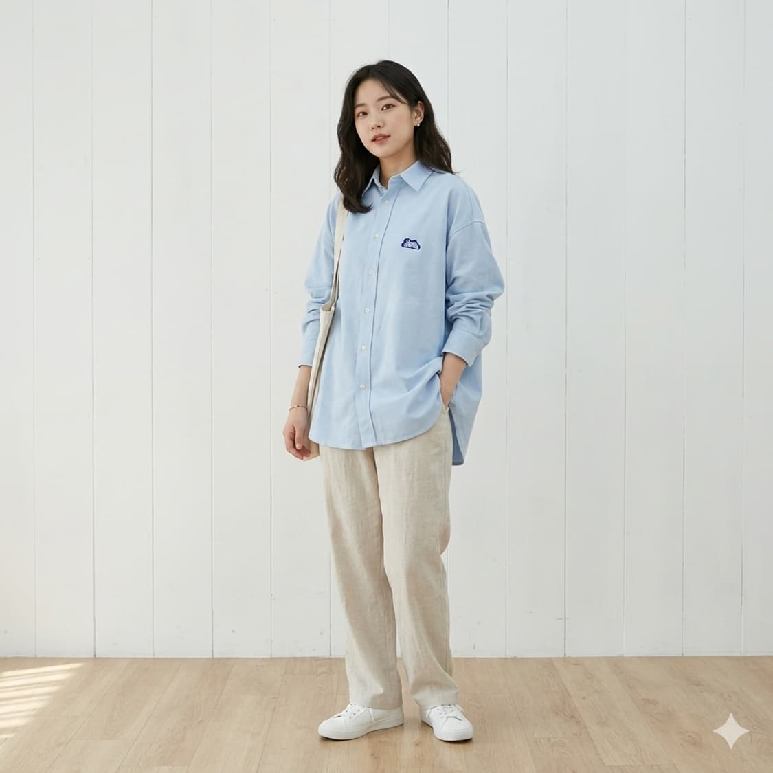 데이라이프 구름 로고 오버핏 셔츠 스카이블루 상품이미지1