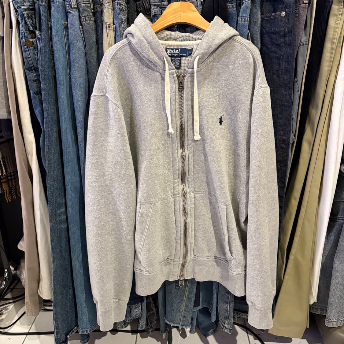 폴로 랄프로렌 투웨이 와플 그레이 후드집업 상품이미지3