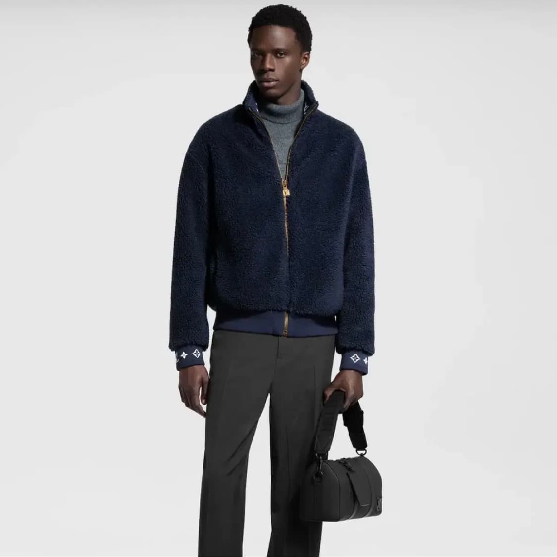 [S+급/L] 25FW 루이비통 레더패치 플리스 블루종 자켓 상품이미지9