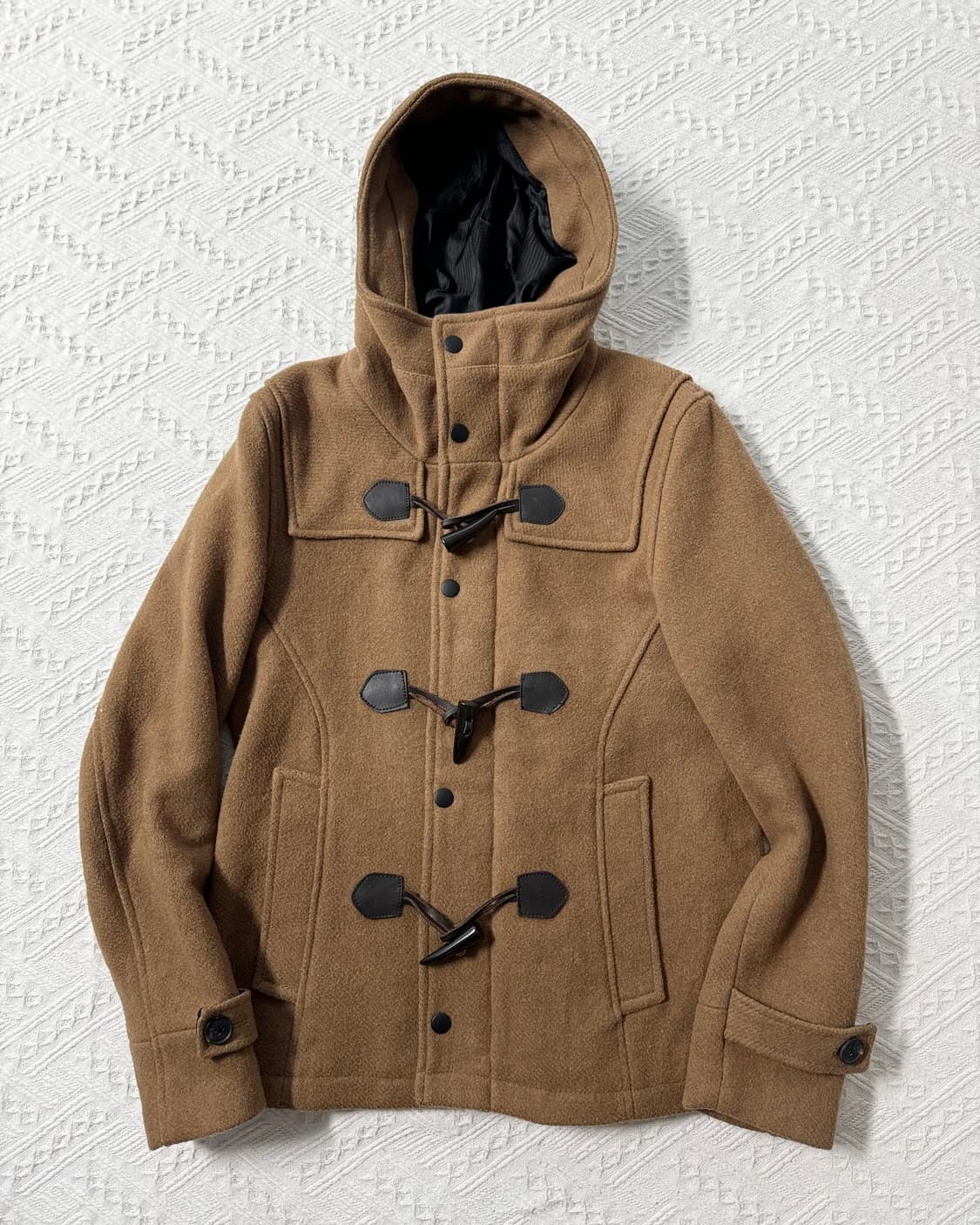 하레 울 블렌디드 하이넥 더플 버튼 코트 상품이미지2