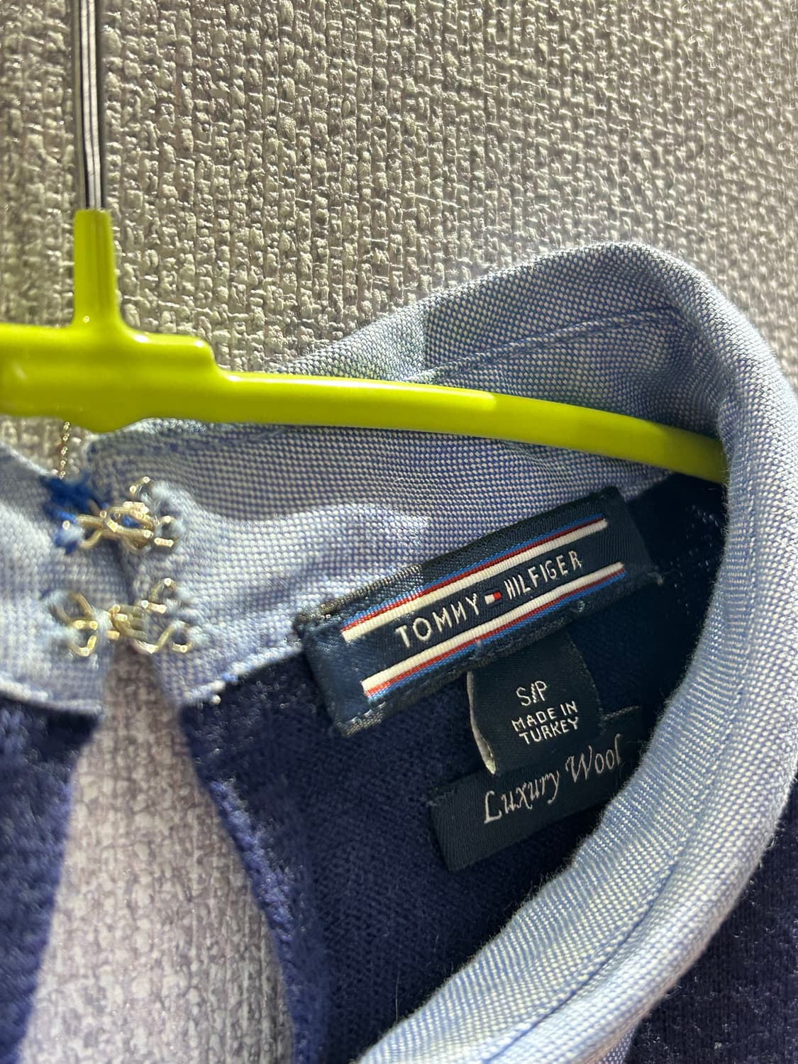 [S] 타미힐피거 럭셔리 울 배색 카라 니트 (Navy) 상품이미지6