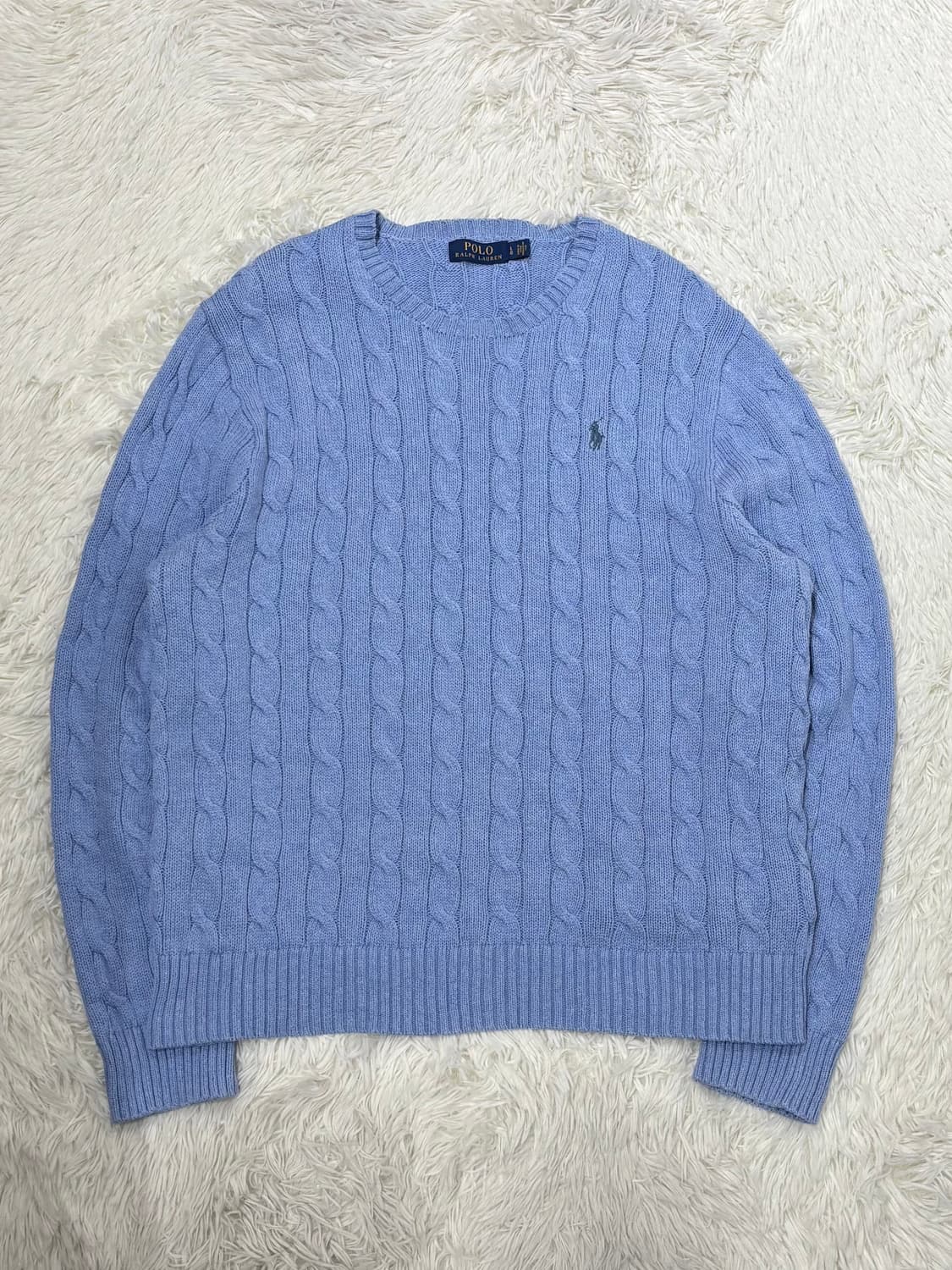 폴로랄프로렌 그린포니 베이비블루 케이블 니트 상품이미지3